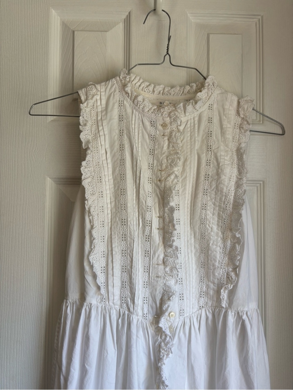 Doen White Ruffled Button-Front Midi Dress - Picture 6 of 11